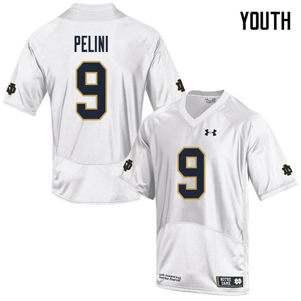 Youth #9 Patrick Pelini Notre Dame Fighting Irish College Football Jerseys Sale-White - Click Image to Close